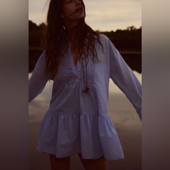 ZARA OPENWORK EMBROIDERED DRESS - Picture 14 of 16